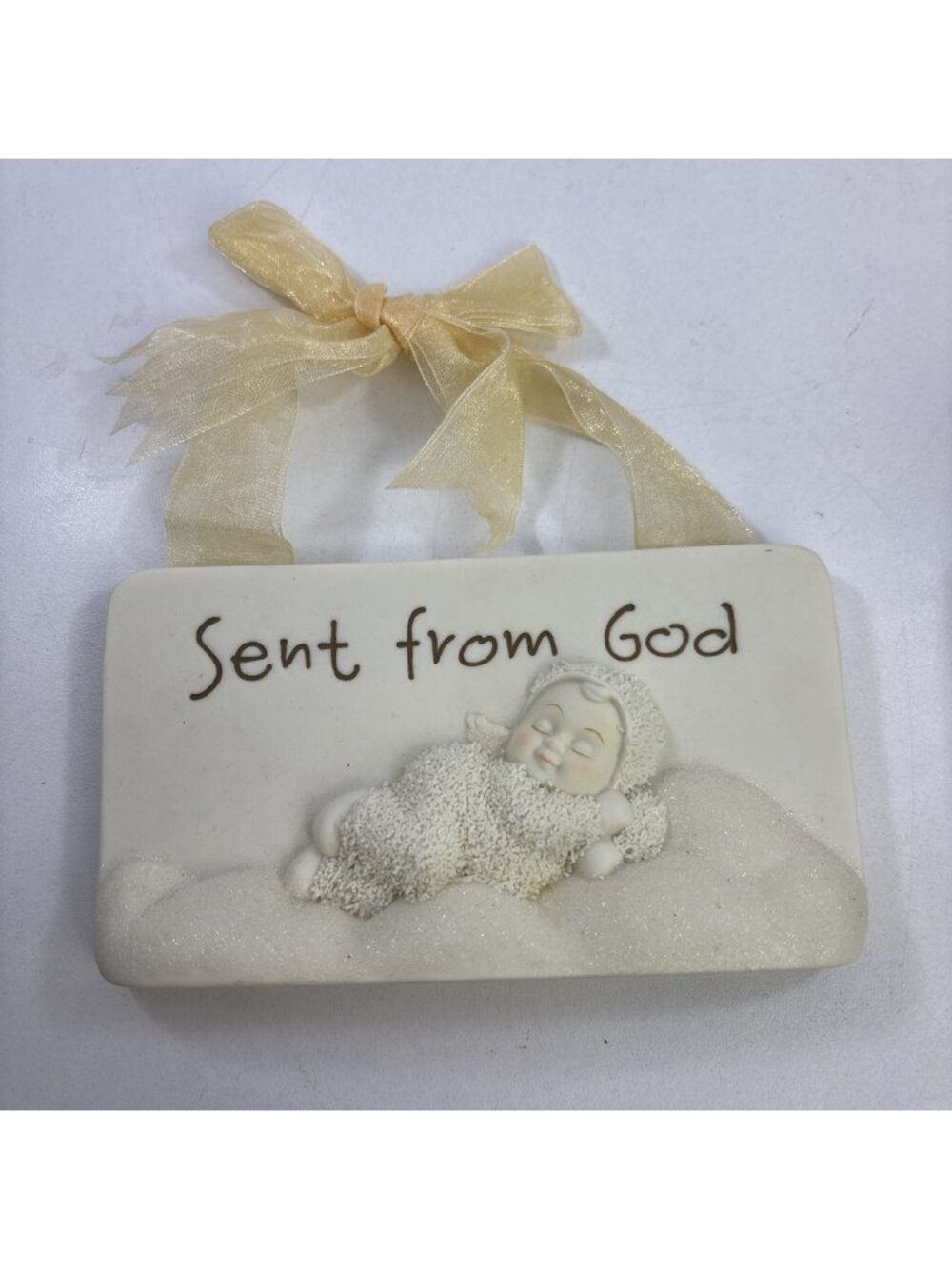 Snowbabies -Sent From God Plaque #67837 Baby Shower Baptism Christening Gift